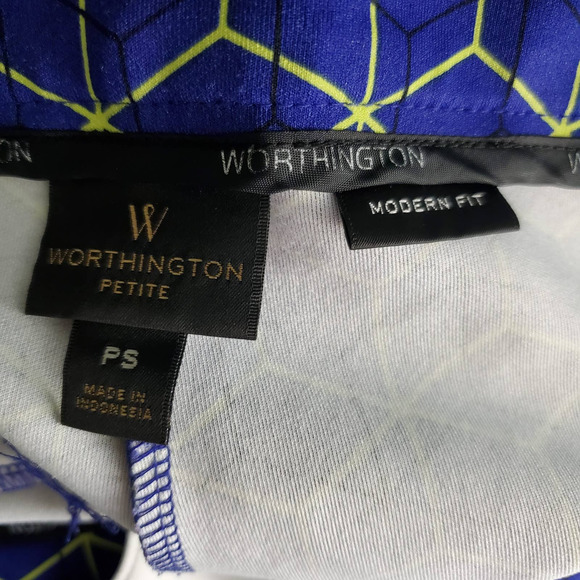 Worthington geometric art deco Modern Fit Shorts PS Blue - Picture 3 of 5